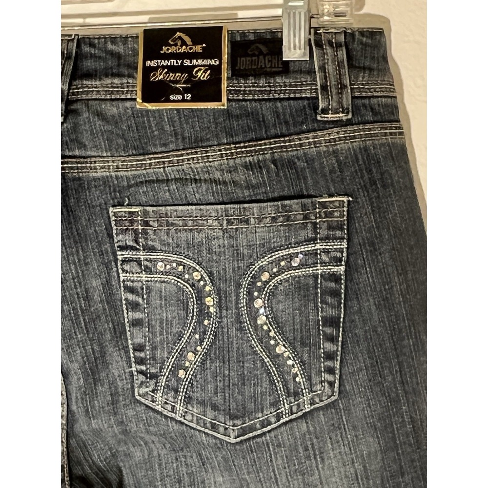 JORDACHE Skinny Jeans NWT Dark Wash RHINESTONES festival BOHO NEW Rodeo Slimming